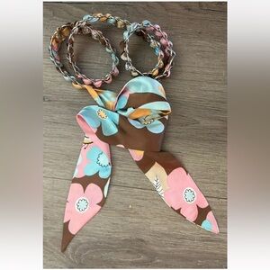 Scarf‎ Chain Belt Black Multicolor Floral 76”x1" Excellent